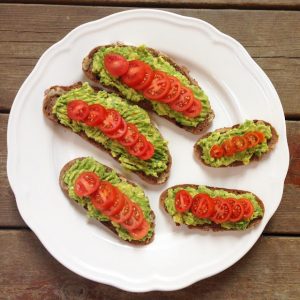 avocado on toast with tomatoes